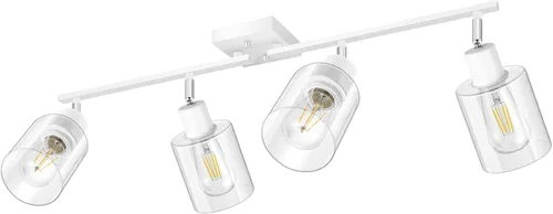 Vista 14 de Accesorios de iluminación de riel de techo para cocina, luces de pared negras de 2 luces, iluminación LED moderna con pantalla de vidrio, cabezal