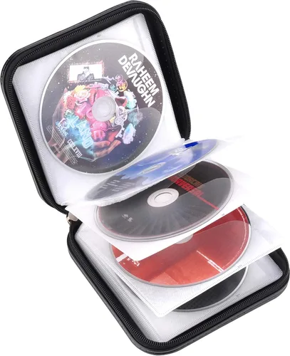 Vista 3 de Cartera de CD DVD, Capacidad de 32 Unidades, Resistente, Funda para Discos de DVD/CD para Coche, Disco de Almacenamiento Portátil para DVD/VCD
