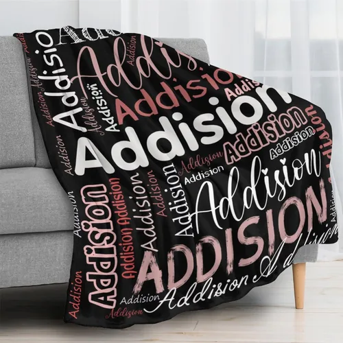 Vista 3 de Manta con nombre personalizada para niños y adultos – Manta de franela personalizada con nombre – Personalizada para cumpleaños, San Valentín, Negro