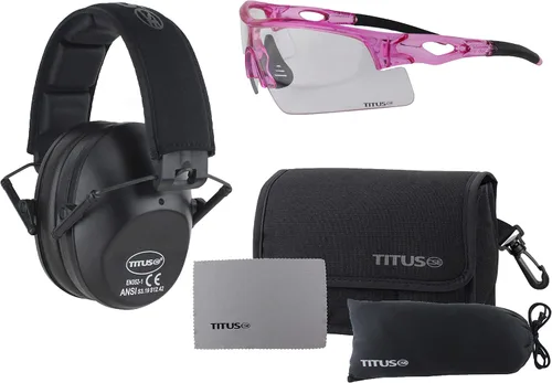 Vista 8 de TITUS Paquete combinado de orejeras y gafas de seguridad de línea delgada