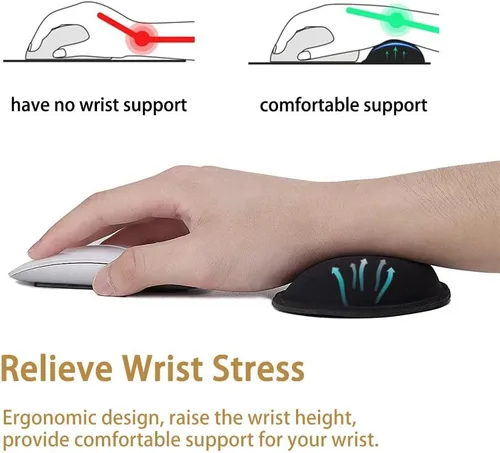 Vista 4 de MXCOIRTP Reposamuñecas para ratón, almohadilla de soporte ergonómica de espuma con memoria para muñeca, almohadilla para muñeca de ratón con base