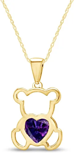 Vista 32 de Collar con colgante de oso de peluche con piedra natal para mujer Simulated Alexandrite