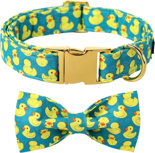 Vista 47 de Collar de perro a cuadros de búfalo amarillo otoñal con pajarita elegante Otoño-Lazo-Cuadros Amarillo