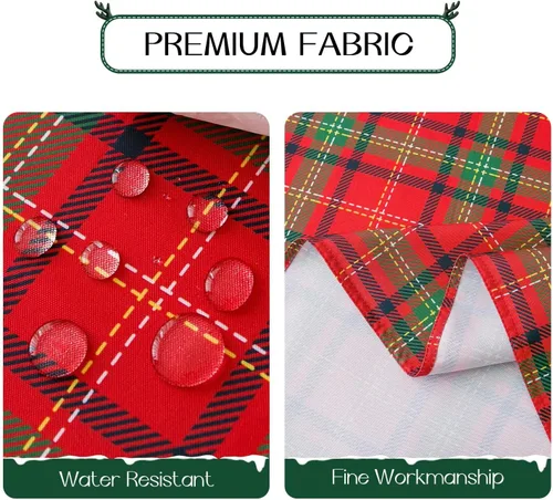 Vista 8 de Romanstile Mantel Redondo Navideño Rojo a Cuadros - 70 Pulgadas - Cubierta de Mesa a Cuadros Resistente al Agua y a las Manchas, Mantel de Poliéster
