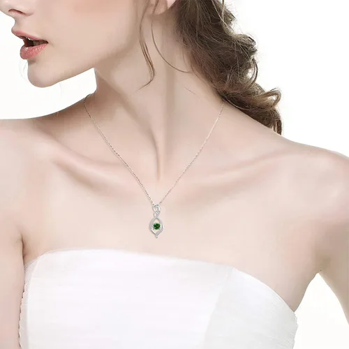 Vista 4 de Regalos de cumpleaños para mujeres, collar de amor infinito para esposa, mamá, piedras de nacimiento de septiembre, ópalo de zafiro azul, rosa