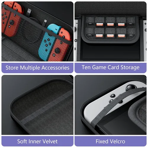 Vista 5 de taplzmg case for Nintendo switch Switch oled switch carrying case with 10 Game Cartridges Hard Shell Travel Switch Pouch for Console & Accessories