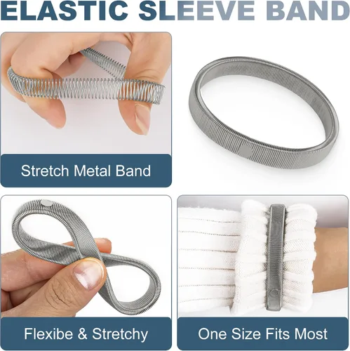 Vista 10 de Coolrunner 6 piezas antideslizantes elásticos para camisas de manga de brazaletes metálicos para ligas elásticas de banda