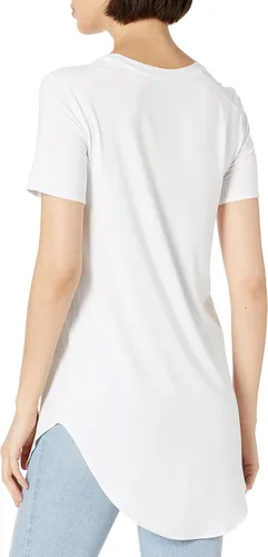 Vista 2 de Daily Ritual - Blusón de manga corta estilo túnica cuello redondo abierto ajuste estándar para mujer