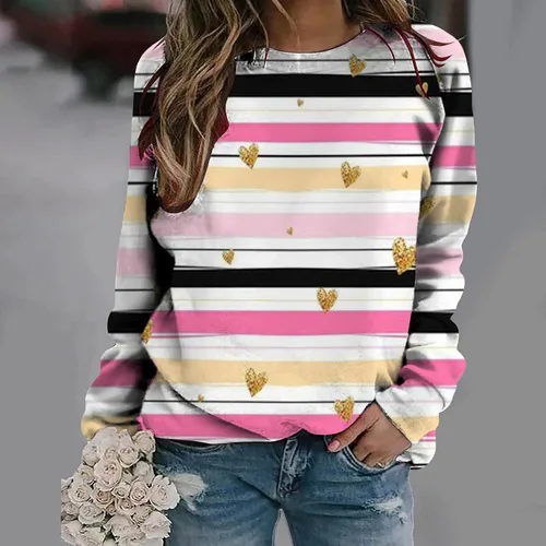 Vista 31 de Sudadera de manga larga con estampado de leopardo y corazón para mujer, para el día de San Valentín, sin botones, para niñas, regalos