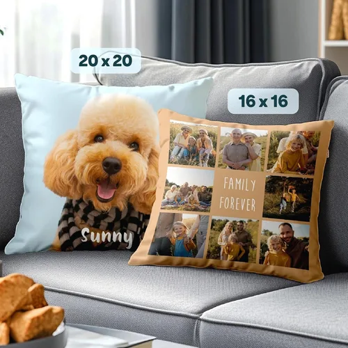 Vista 3 de Fabric Textile Products Almohada personalizada - Fabricada en EE. UU. - Almohadas personalizadas con imágenes o texto - Almohada de sofá - Regalo