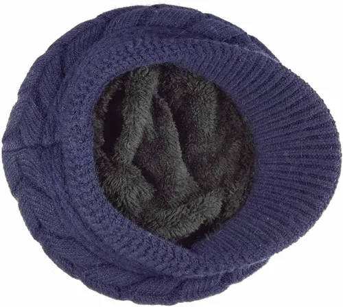 Vista 4 de Hindawi gorro de lana caliente de invierno para mujer, gorra esquí de lana con visera
