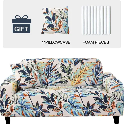 Vista 9 de Fundas elásticas para sofá de 1 plaza estampadas, fundas para sillón de 1 plaza universal, de 1 plaza con 1 funda de almohada