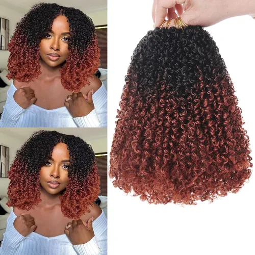 Vista 9 de COOKOO 6 pulgadas 8 paquetes Cabello de Ganchillo Pre-enrollado Yanky Twist para Mujeres Negro Natural Mini Passion Twists Pre-retorcido Cabello
