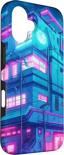 Vista 3 de Funda Vaporwave para iPhone 16 Cyberpunk House