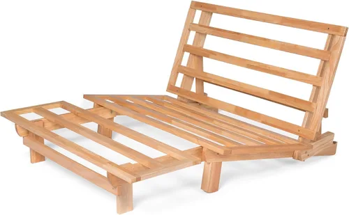 Vista 23 de Nirvana Futons Tumbona de futón doble con colchón de microfibra de madera maciza natural Fudge de microfibra