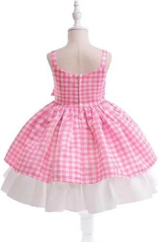 Vista 3 de Disfraz rosa de princesa con lazo para niñas, disfraz de cosplay de película, disfraz de fiesta de Halloween