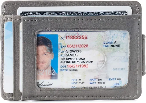 Vista 2 de Alpine Swiss Harper - Cartera de piel minimalista con clip para dinero, con bolsillo frontal, para hombre