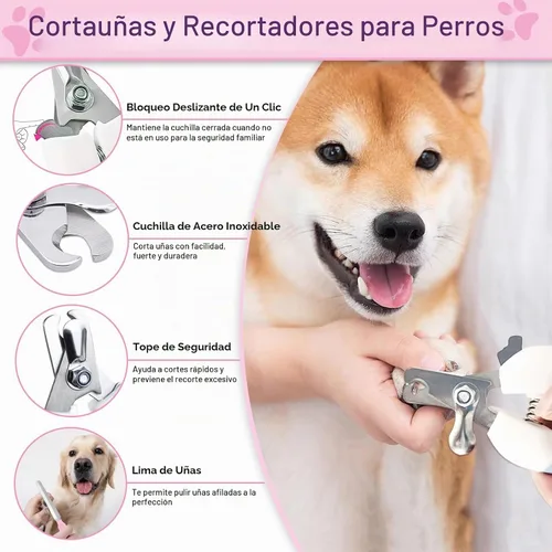 Vista 5 de Kit de aseo para perros, 6 cepillos para perros para pelar perros, cepillos para aseo, peine desengrasante para perros, cortauñas con lima de uñas