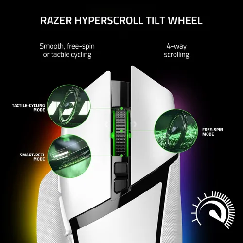 Vista 2 de Razer Basilisk V3 Pro - Mouse inalámbrico para juegos personalizable interruptores ópticos rápidos Gen-3 - Rueda de inclinación HyperScroll - Chroma