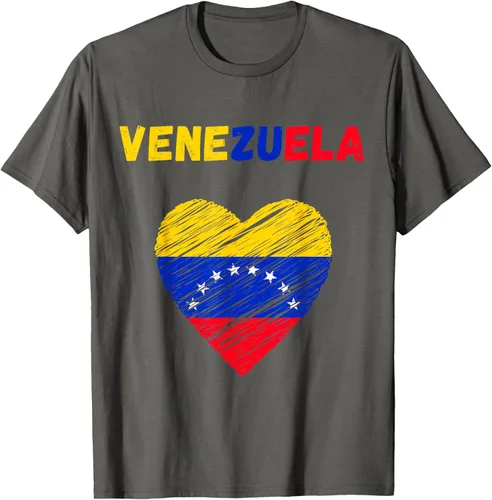 Vista 96 de Camiseta con la bandera venezolana con corazón de Venezuela, Negro