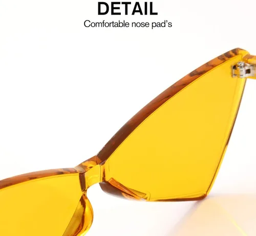 Vista 4 de OLINOWL Gafas de sol sin montura triangular una pieza gafas de sol transparentes de color para mujeres y hombres