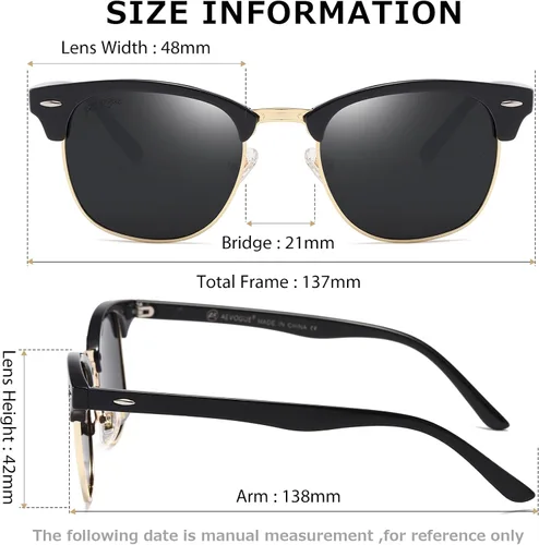 Vista 4 de AEVOGUE Gafas de sol polarizadas para mujeres y hombres marco semiresim gafas de sol retro AE0369