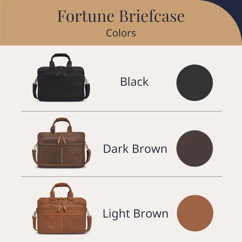Vista 7 de Luxorro Maletín de cuero de grano completo para hombre, bolsa para laptop con compartimento de cuero para computadora