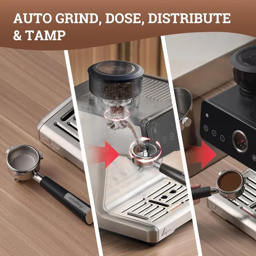 Vista 16 de Máquina de espresso con distribución automática y tazón con molinillo, cafetera barista con cold brew, espumador de leche para latte, máquina