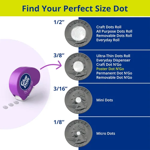 Vista 5 de Glue Dots Dispensador desechable de puntos adhesivo para póster de 0.375" - 200 puntos transparentes