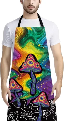 Vista 2 de Delantal de cocina para mujeres y hombres, delantal de girasol, perezoso, lobo, animales, estampado, extra largo, delantal de cocina ajustable