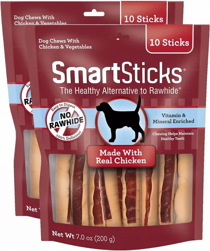 Vista 11 de SmartBones - SmartSticks, Premia a tu perro con un masticable sin piel cruda hecho con pollo real y verduras, 10 palitos