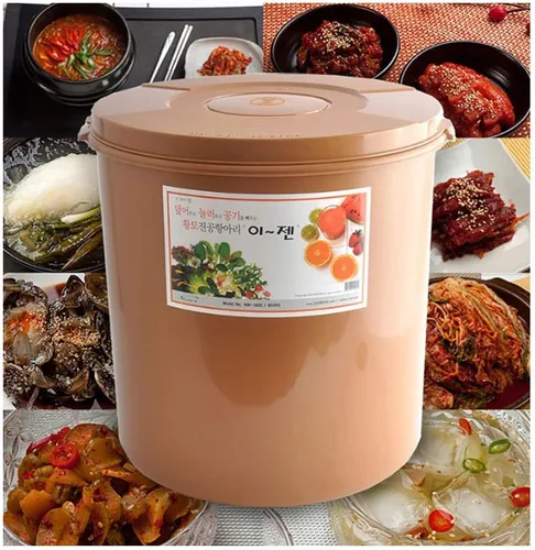 Vista 6 de E-Jen Premium - Contenedor para Kimchi y Sauerkraut, para fermentación de probióticos con tapa de vacío interior, redondo, 0.4 galones/ 1.5 litros