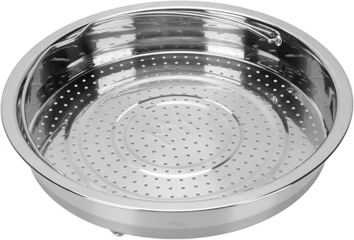Vista 4 de Pwshymi Cesta de vapor de alimentos de acero inoxidable con patas para olla de cocina, diseño perforado eficiente para verduras y mariscos, adecuada