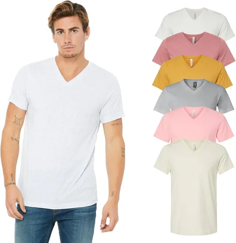 Vista 2 de Bella Canvas Camiseta unisex de manga corta con cuello en V Malva, Mauve