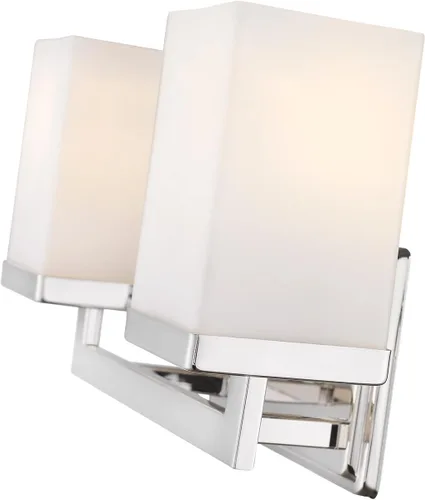 Vista 6 de Z-Lite 1901-2V Tidal Two Light Vanity Light, marco de metal, acabado cromado y sombra de ópalo mate de material de vidrio