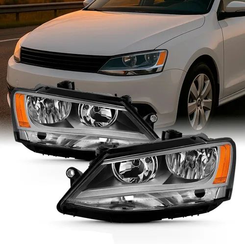 Vista 7 de AKKON - Para faros delanteros con bisel negro 11-18 VW Jetta, reemplazo directo izquierdo + par derecho