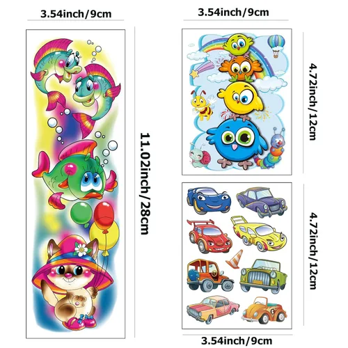 Vista 6 de Tazimi Tatuaje temporal de medio brazo completo tatuajes temporales - Organismo marino Dinosaurio Espacio Exterior Carrera Coche Tatuajes falsos