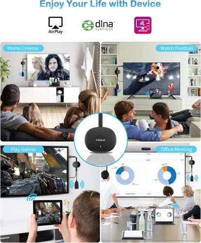 Vista 7 de Adaptador de dongle inalámbrico de pantalla HDMI 2026 4K Decod – Receptor de espejo de pantalla fundido archivo de audio de teléfono, tableta Negro