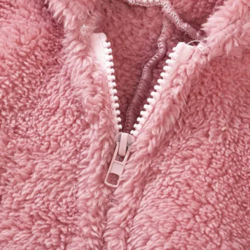 Vista 20 de Pijama de forro polar para mujer, mameluco cálido de sherpa, ropa de dormir de una pieza con cremallera y capucha