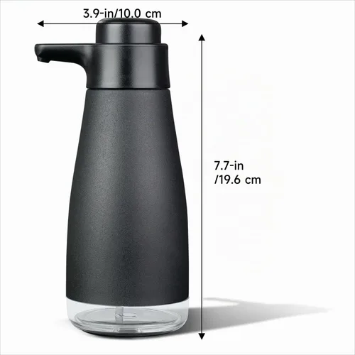 Vista 5 de AIKE Dispensador de jabón líquido de 15 onzas líquidas para platos y jabón de manos, negro mate Easy Push Durable Pump, No-Slip Base with Clear