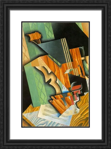 Vista 3 de ArtDirect Gris, Juan 18x24 Black Modern Framed Art Print Titled: Violin and Glass I Black Modern Wood Frame