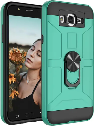 Vista 10 de Jeylly Galaxy J7 - Funda con soporte, color azul Compatible with Magnetic Car Mount, 2 X Screen Protector included, Military Grade Impact