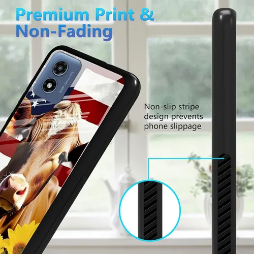 Vista 4 de Funda para Motorola Moto G Play 4G 2024 con protector de pantalla, parte trasera de vidrio templado + funda de silicona suave TPU absorción