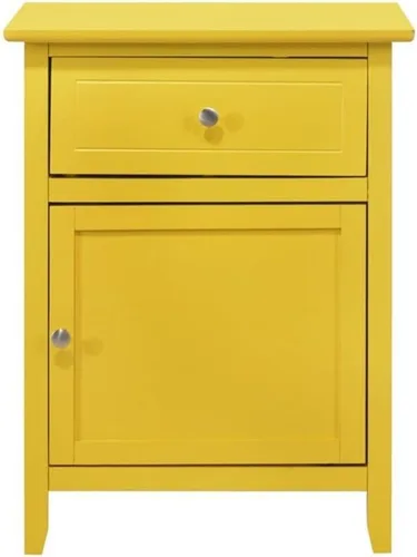 Vista 3 de Glory Furniture Izzy Mesita de noche de madera maciza con 1 cajón/1 puerta, color amarillo