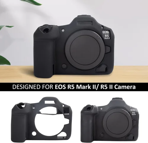 Vista 2 de MUZIRI KINOKOO Funda de silicona compatible con cámara digital Canon EOS R5 Mark II, goma blanda EOS R5 Mark II/EOS R5 II, funda protectora