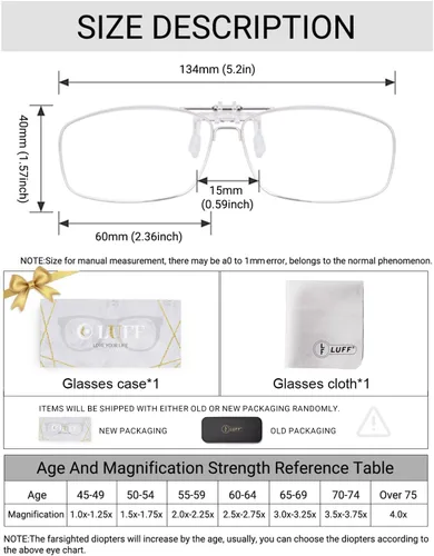 Vista 6 de LUFF Gafas de lectura Clip Anti-luz azul Lupa Portátil Clips