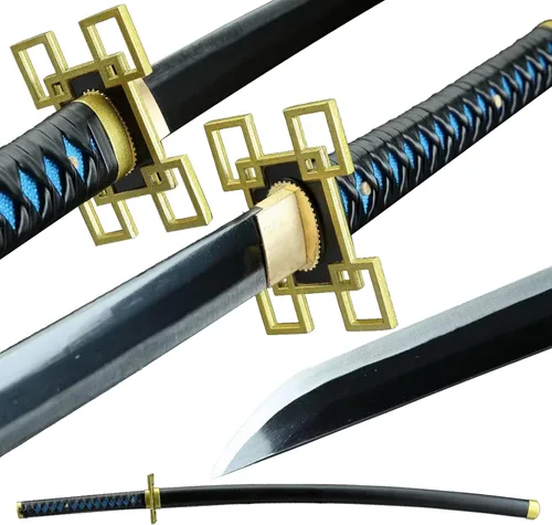 Vista 18 de Demon Slayer - Espada Tanjiro Katana de acero 1065, espiga completa, hecha a mano, Katana japonesa real, 41 pulgadas