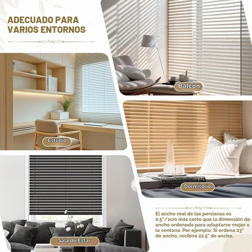 Vista 7 de Persianas de madera real de 2 pulgadas para ventanas de interior, persianas venecianas opacas de madera maciza, tamaño personalizado, color cereza