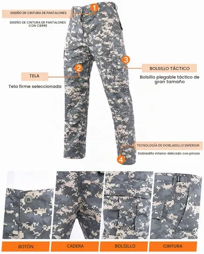 Vista 5 de LANBAOSI Conjunto táctico de caza para hombre, uniforme de combate, camisa, chaqueta y pantalones ACU