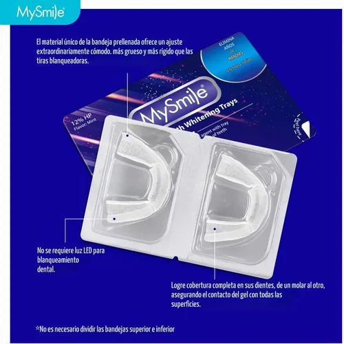 Vista 7 de MySmile Kit de bandejas blanqueadoras de dientes precargadas de 7 tratamientos con gel blanco de peróxido de hidrógeno al 12% para dientes
